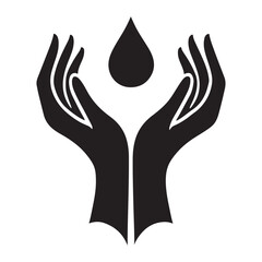 Obraz premium Hands Holding Water Drop Silhouette Vector Illustration