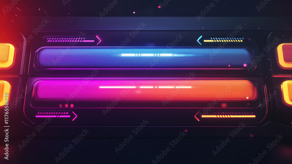 Poster hud futuristic loading bars, sci fi user interface and digital technology, vector screen ui. hud gam