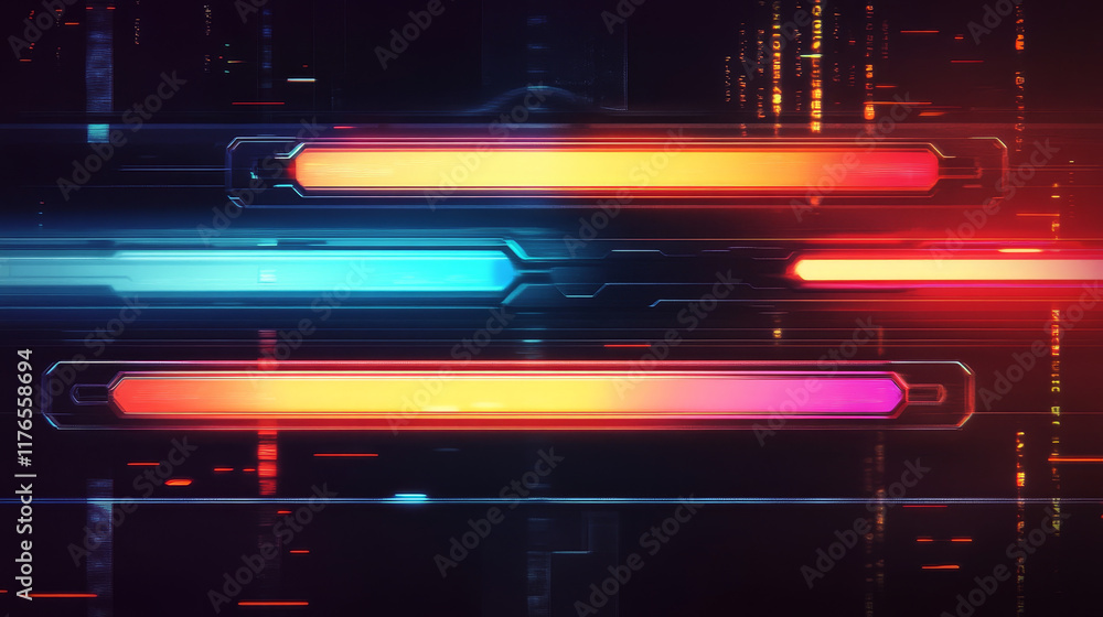 Poster hud futuristic loading bars, sci fi user interface and digital technology, vector screen ui. hud gam