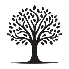 Lush Full Leafed Tree Silhouette Vector Illustration Nature Art