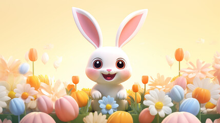 Obraz premium easter bunny with easter eggs