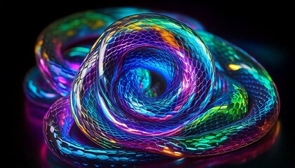  abstract swirl of glowing snake-like shapes in vibrant colors