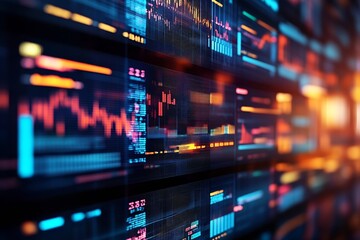 Fototapeta premium Dynamic digital representation of market data and financial growth trends : Generative AI