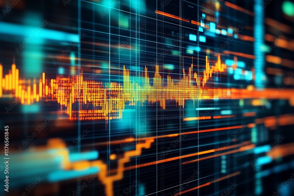 Aufkleber Dynamic Digital Waveform Data Analytics and Financial Technology Background : Generative AI