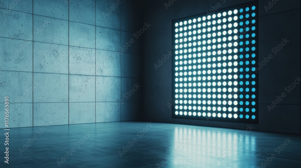 Poster abstract modern background with led lights in empty room with concrete walls