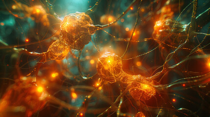AI neural network visualization, glowing data nodes, abstract digital art, sci-fi theme