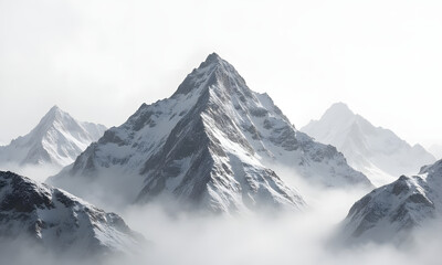 Obraz premium Snowy Mountain Landscape with Peaks, Clouds, and Winter Views, High Quality Wallpaper Design, Generative Ai