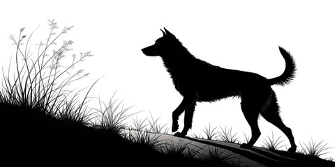 Adorable Silhouette of a Standing Dog Isolated on a White Background for Pet Lovers