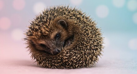 Cute Hedgehog Curled Up Wildlife Animal Portrait Nature Photography
