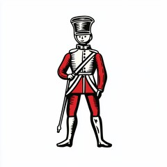 Fototapeta premium Historical military figure in formal uniform, standing at attention.