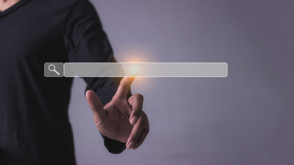 Young man with smartphone mobile hand touching to cloud computing diagram, Data storage, Cloud technology, Cloud Computing Storage