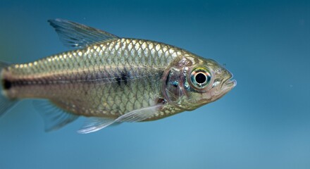 Fototapeta premium Aquatic Life Close up of a Small Fish in Blue Water