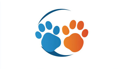 Pet clinic icon with cat and dog paw, animal vet care and veterinary hospital vector symbol. Pet clinic sign with green animal paw for veterinarian health center and pets doctor or vet medical aid