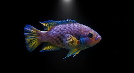 Fototapeta premium Vibrant Tropical Fish Aquatic Life Colorful Cichlid Aquarium Pet