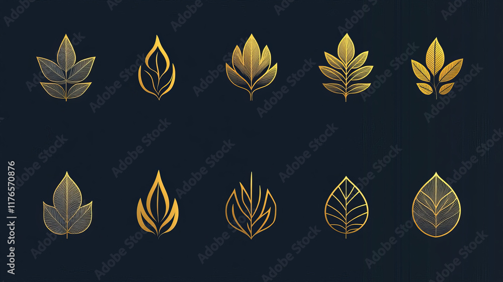 Aufkleber set of leaves icons - abstract emblem or template. vector version also available