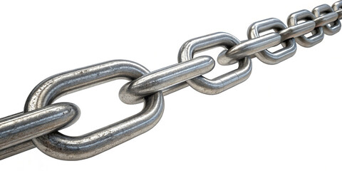 Obraz premium Robust Steel Chain Isolated on White Background for Industrial Applications
