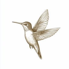 Obraz premium Detailed line drawing of a hummingbird in flight.