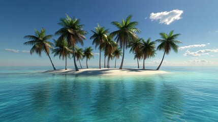 Obraz premium Idyllic tropical island with palm trees and turquoise water. (1)