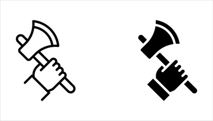 Axe icon vector set. Crossed axe logo design on white background