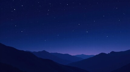 Fototapeta premium Serene Night Sky Above a Majestic Mountain Range, a Breathtaking View of Starry Darkness and Silhouetted Peaks