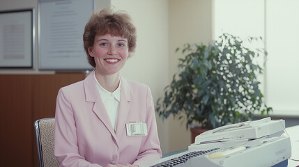Smiling Office Worker of the 80s 