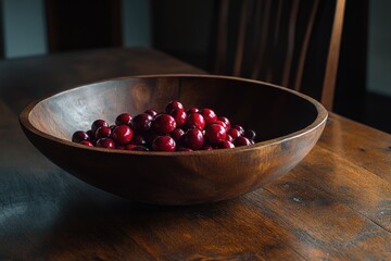Cherries on wooden table