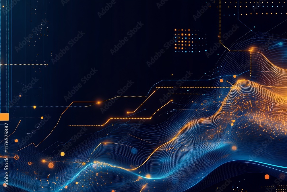 Aufkleber Innovative Digital Patterns and Flowing Data Visualization in Abstract Art : Generative AI