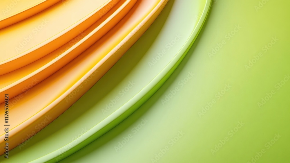 Aufkleber abstract design with yellow and green overlapping curved lines