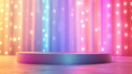 Pastel Lights Background with a Product Display Podium Ideal for showcasing cosmetics, beauty products, or other items