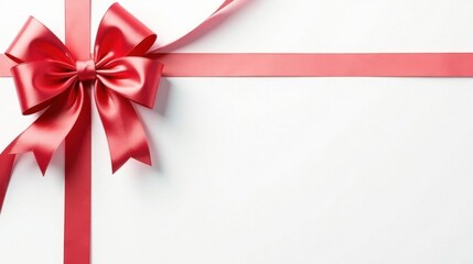 Elegant coral ribbon bow on white background, perfect for festive occasions and elegant designs