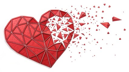 Fragmented Red Heart in Geometric Shard Design