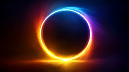 Obraz premium Vibrant Neon Circle Abstract Light Energy Design