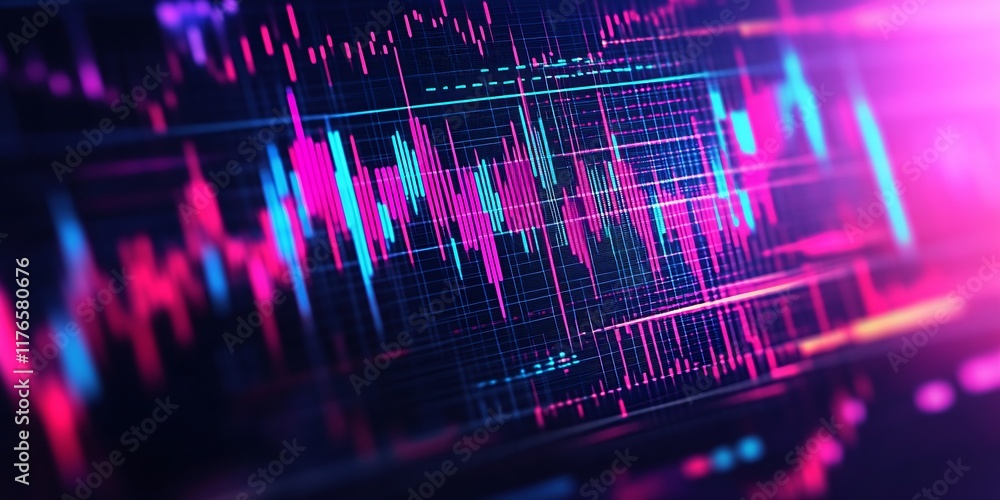 Poster futuristic financial data graph in neon lights for technological edge : generative ai