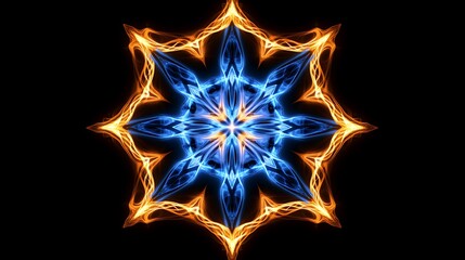 Abstract Blue And Orange Fire Mandala Design