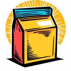 Colorful cartoon style illustration of a food package.