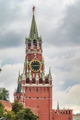 Fototapeta na wymiar Spasskaya Tower of Moscow Kremlin on Red Square, Russia