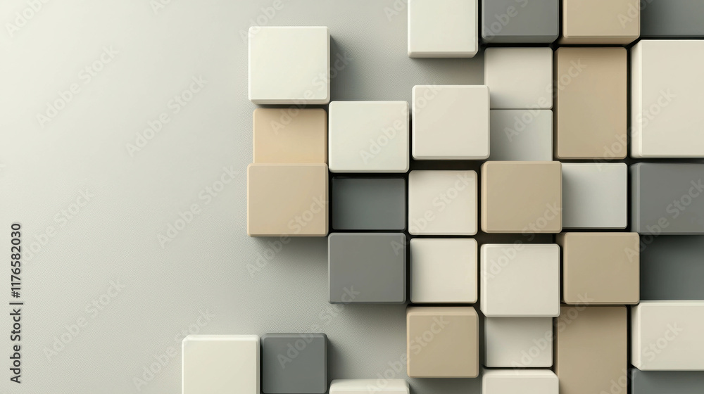 Aufkleber minimalist composition with neutral squares in soft tones and textured elements