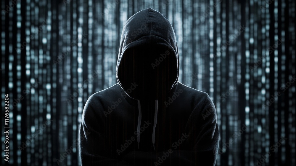 Poster cybersecurity concept with key elements