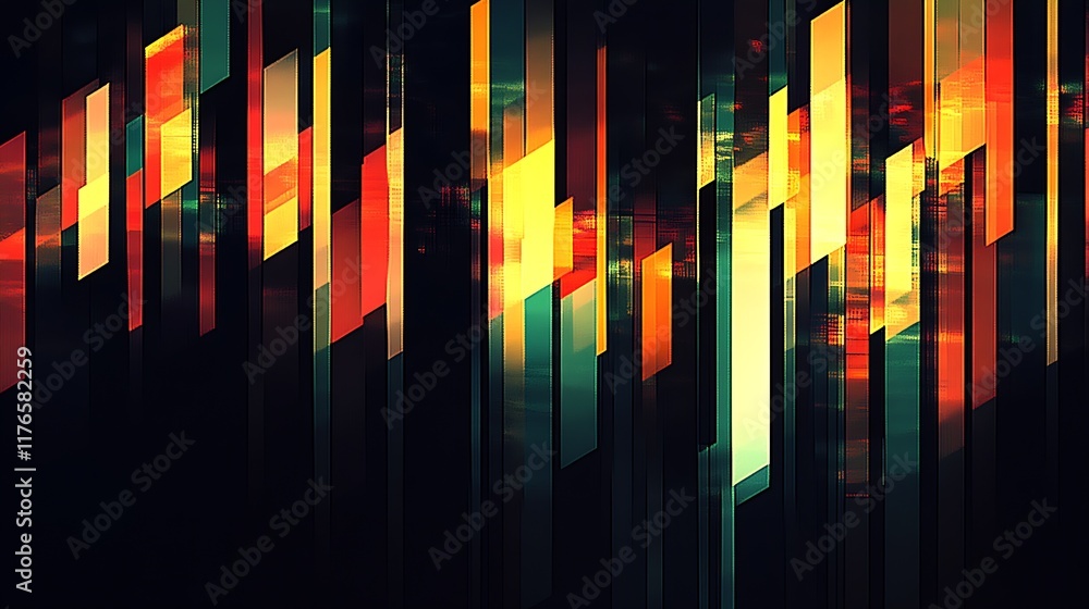 Fototapete dynamic colorful abstract geometric patterns in contemporary art design : generative ai