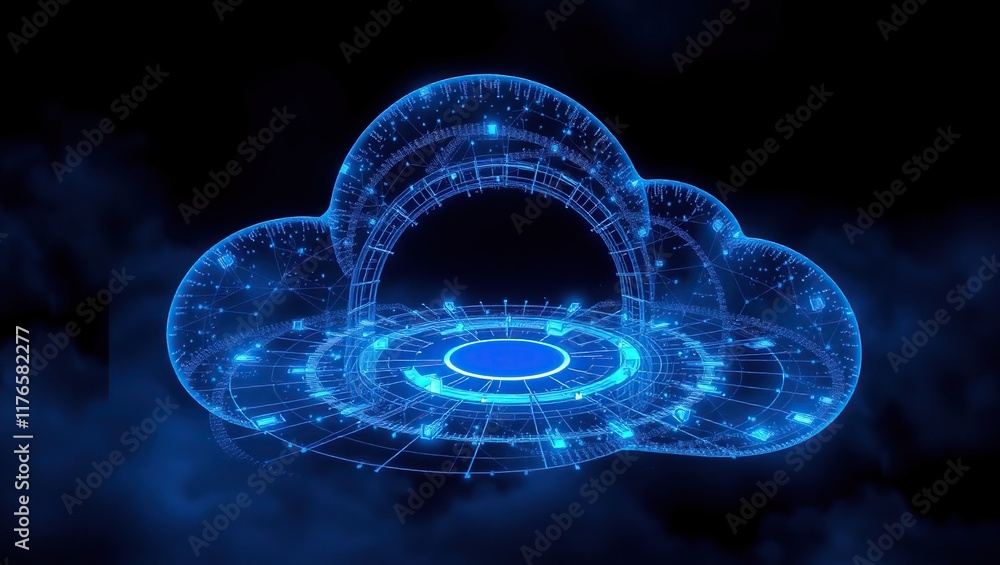 Aufkleber futuristic cloud computing network data center