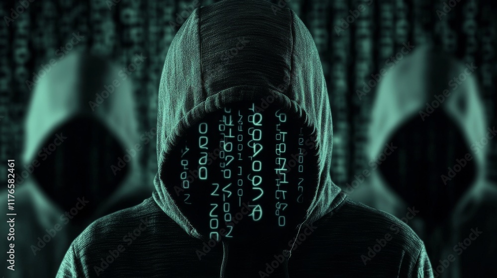 Poster cybersecurity concept with key elements