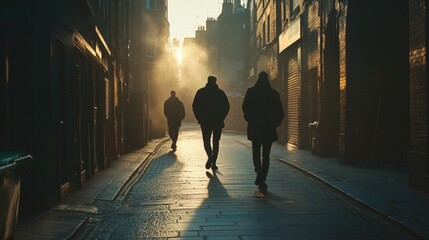 people walking away a street in the city