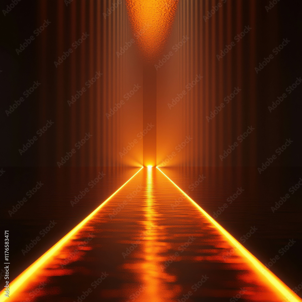 Poster orange light effect creating straight lines in a dark environment