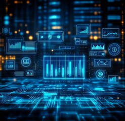 Obraz premium High-Tech Analytics Interface with Graphical Data Elements : Generative AI