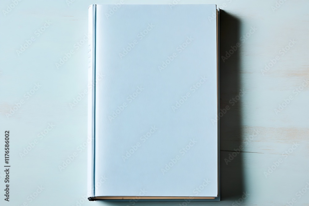 Poster minimalistic light blue notebook on a soft pastel surface for creative inspiration : generative ai
