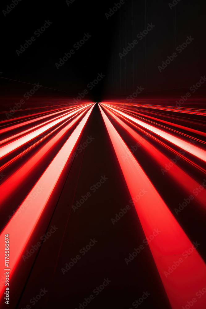 Poster red light effect emitting from a straight line in a dark space