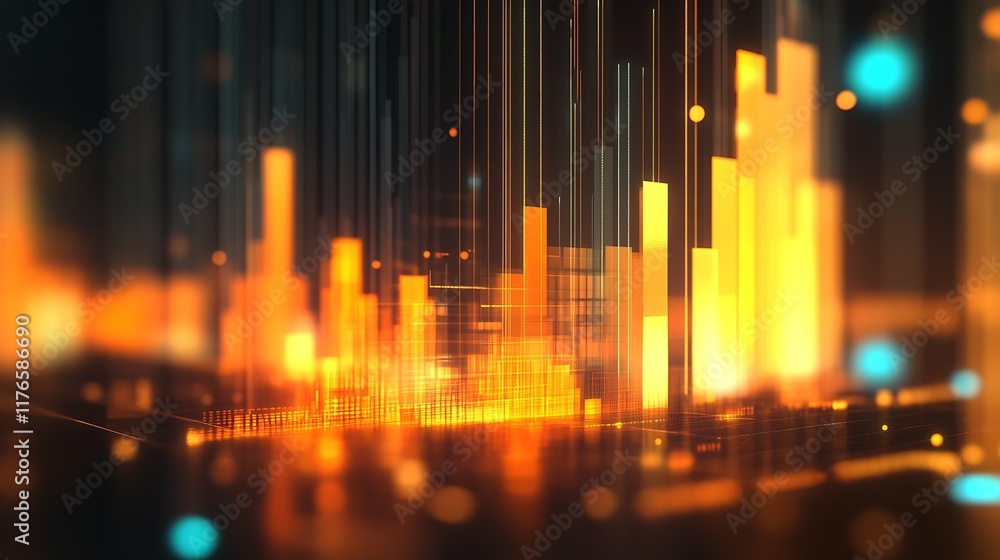 Poster modern glowing financial graphs depicting futuristic data trends : generative ai