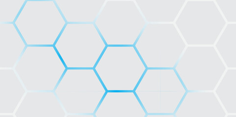 Abstract Hexagon white background , blue light and shadow. Abstract background design with white hexagon and blue light. Abstract. Hexagon. Vector.