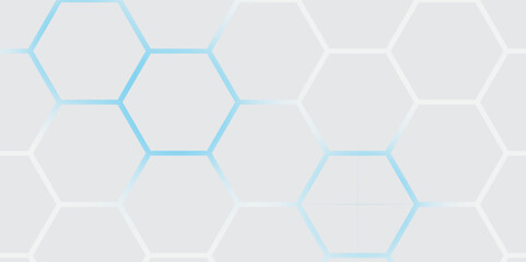 Abstract Hexagon white background , blue light and shadow. Abstract background design with white hexagon and blue light. Abstract. Hexagon. Vector.