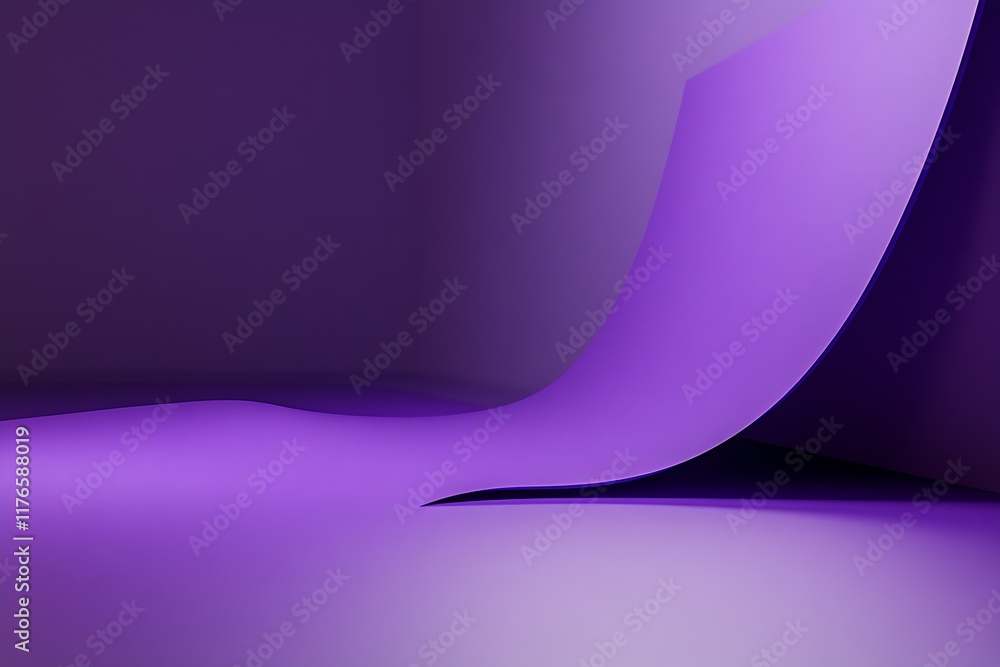 Aufkleber Vibrant Abstract Purple Background with Smooth Curved Surfaces and Soft Lighting : Generative AI